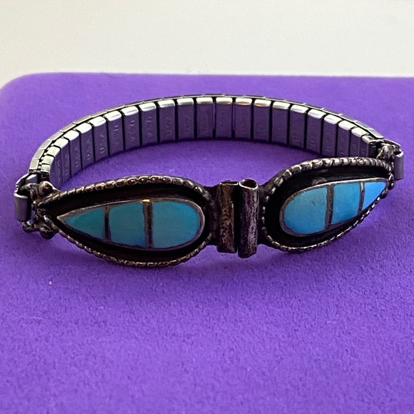 💛 Vintage Native American Sterling Silver Turquoise Watch Tips | Boho - Picture 7 of 7